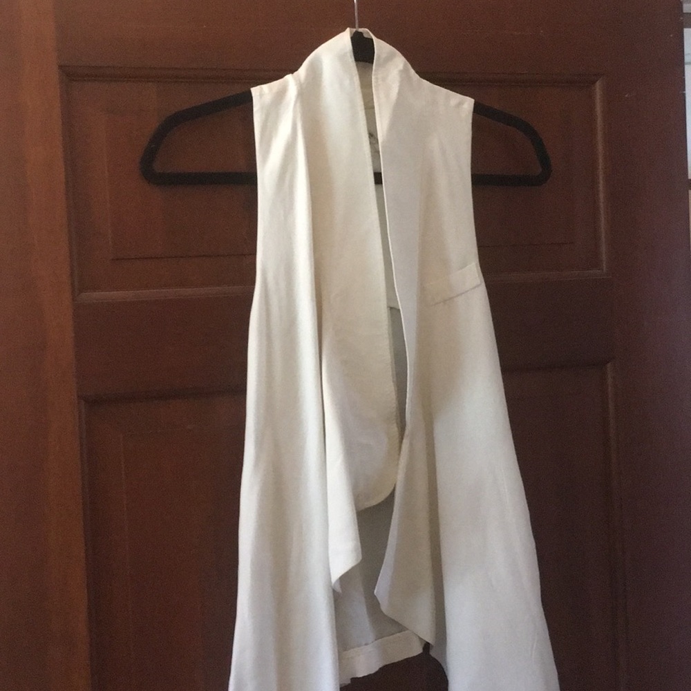 Ivory silk racerback vest with pockets